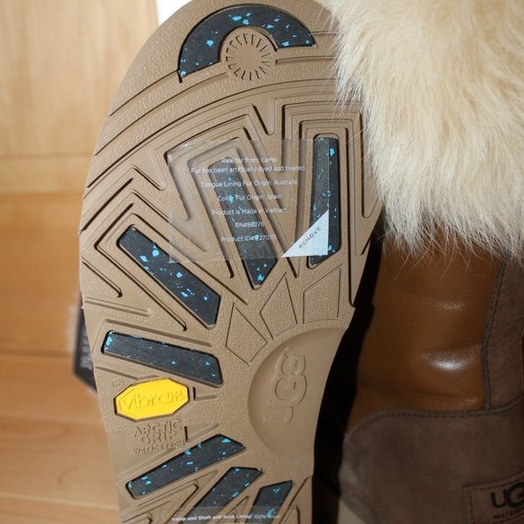 NEW UGG AYA WATERPROOF LEATHER TALL BOOTS CHESTNUT - Picture 7 of 8